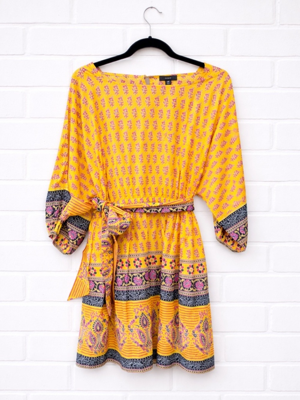 J.Crew Dress Dolman-sleeve mini dress in
sunny block boho belt pockets cotton - Picture 2 of 6